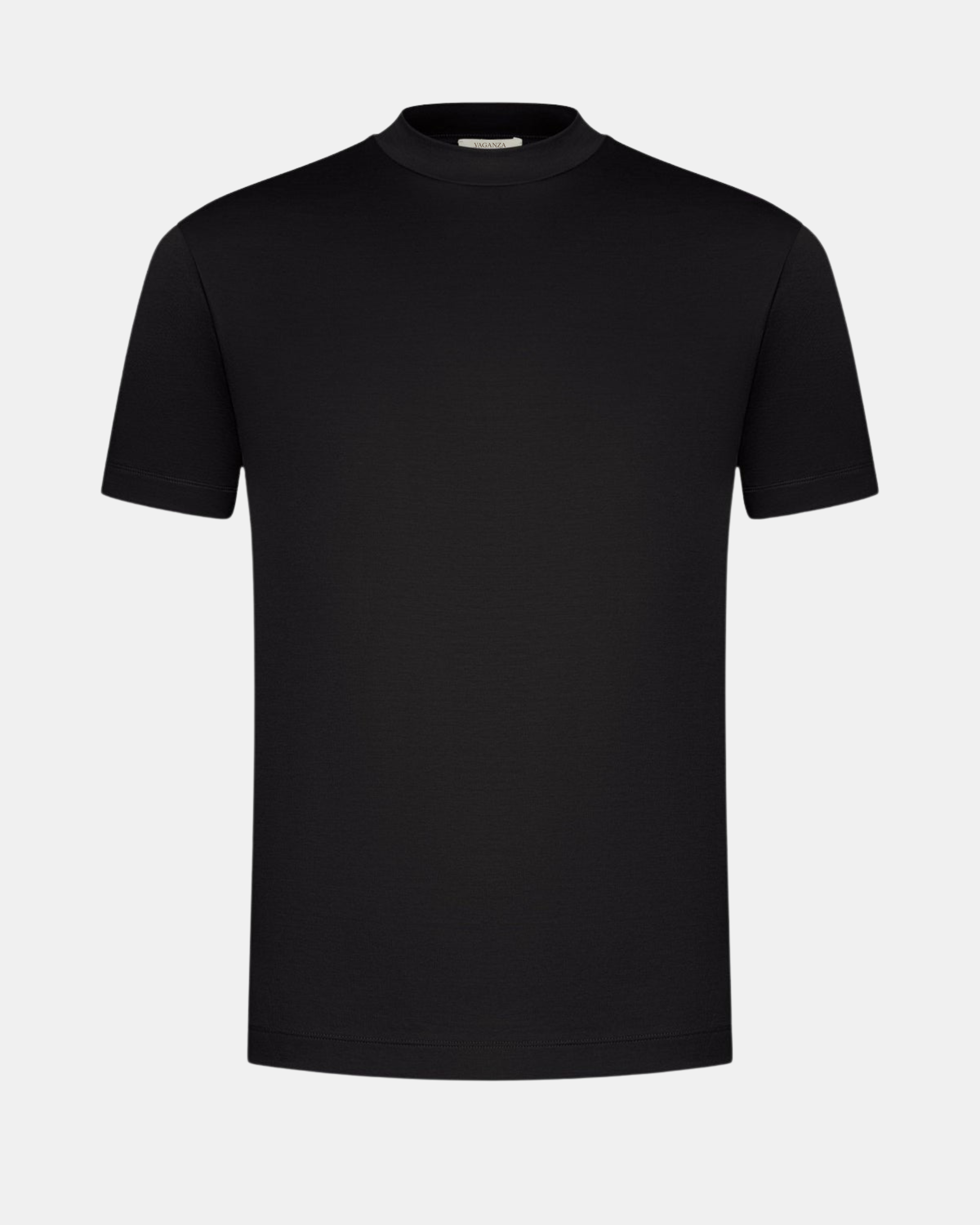 MERCERISED GLANS T-SHIRT - ZWART