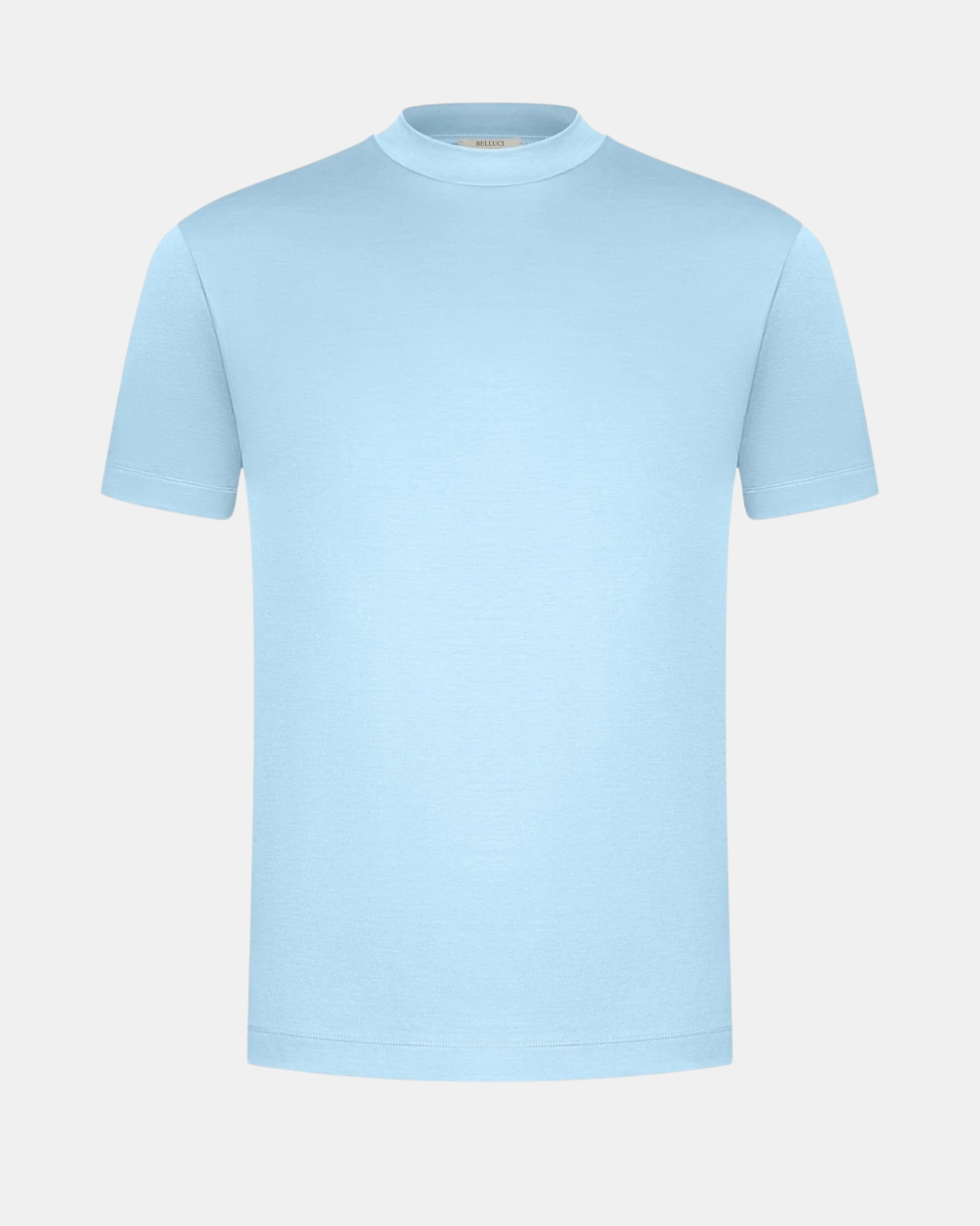 MERCERISED GLANS T-SHIRT - LICHTBLAUW