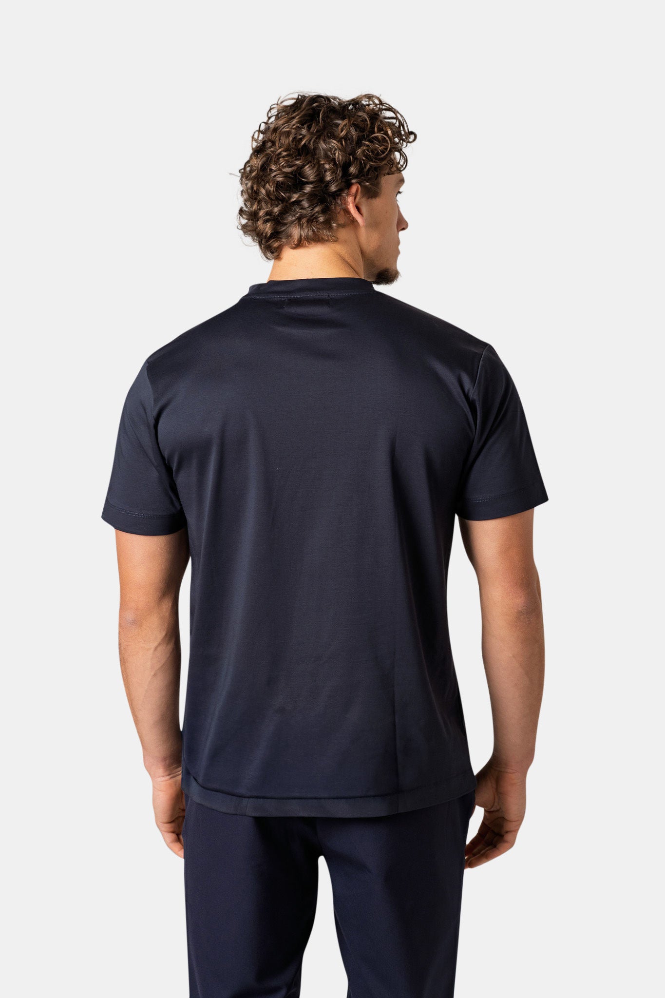 MERCERISED GLANS T-SHIRT - NAVY BLAUW