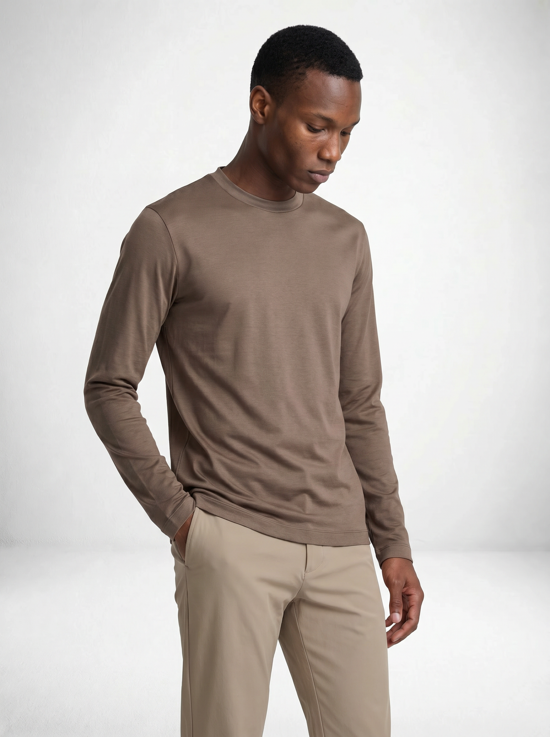 MERCERISED GLANS LONG SLEEVE - TAUPE
