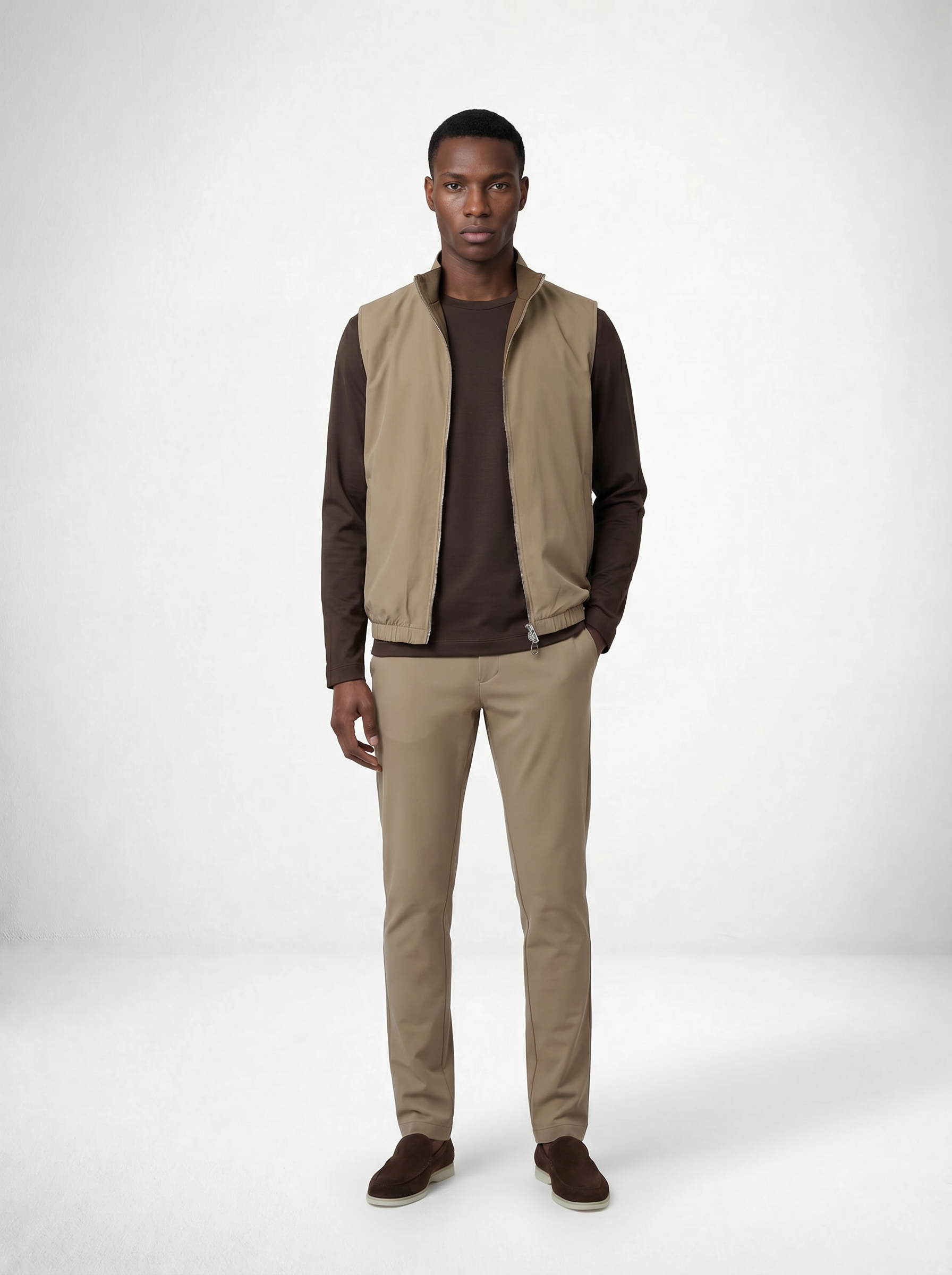 DUBBELZIJDIG GILET - TAUPE