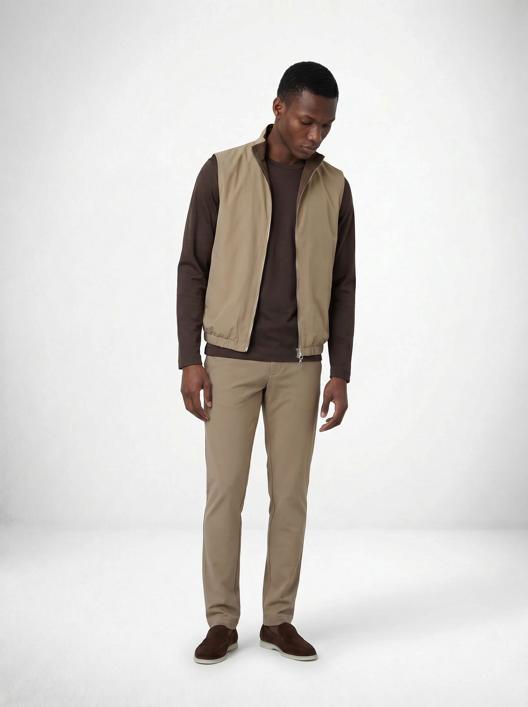 DUBBELZIJDIG GILET - TAUPE