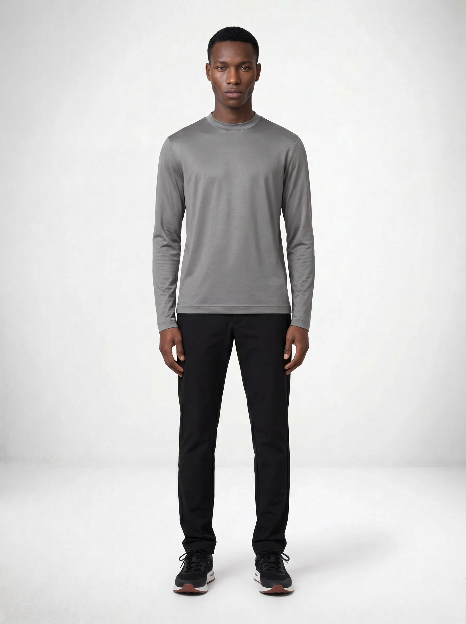 MERCERISED GLANS LONG SLEEVE - GRIJS