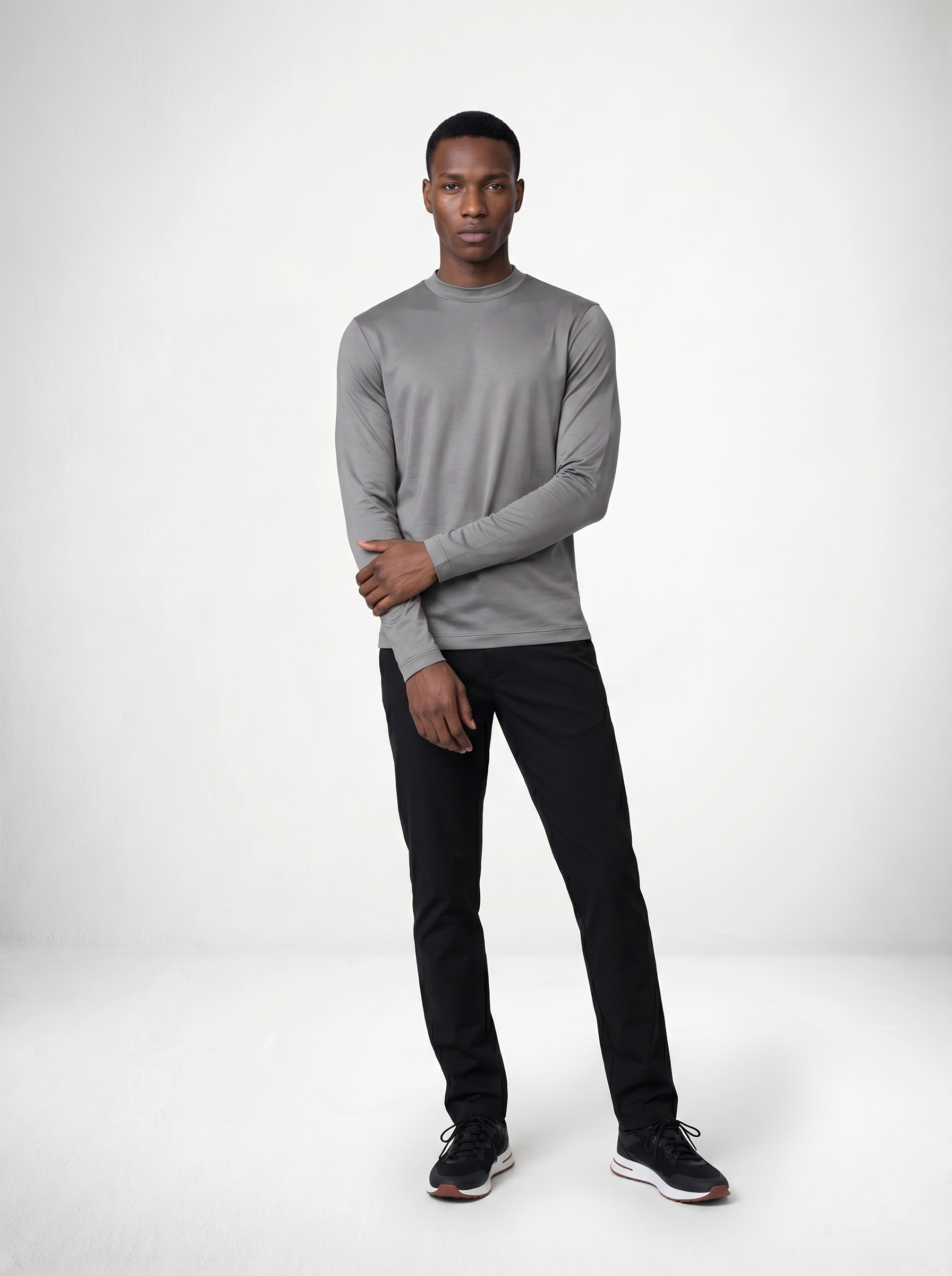 MERCERISED GLANS LONG SLEEVE - GRIJS