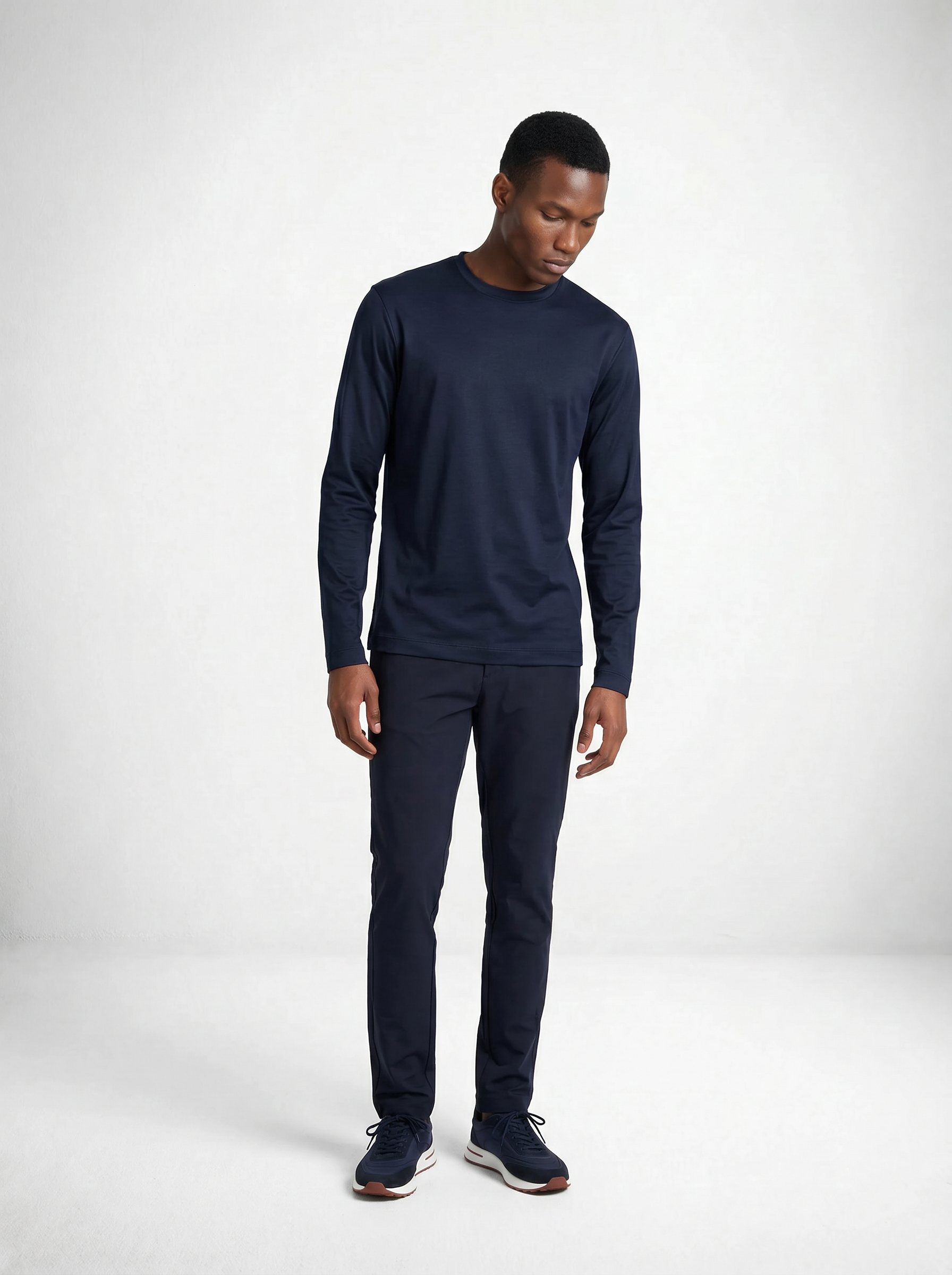 MERCERISED GLANS LONG SLEEVE - DARK NAVY BLAUW