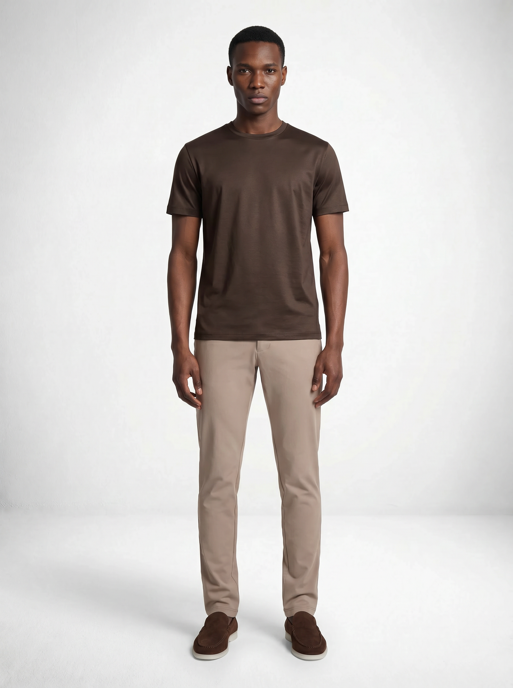 MERCERISED GLANS T-SHIRT - BRUIN
