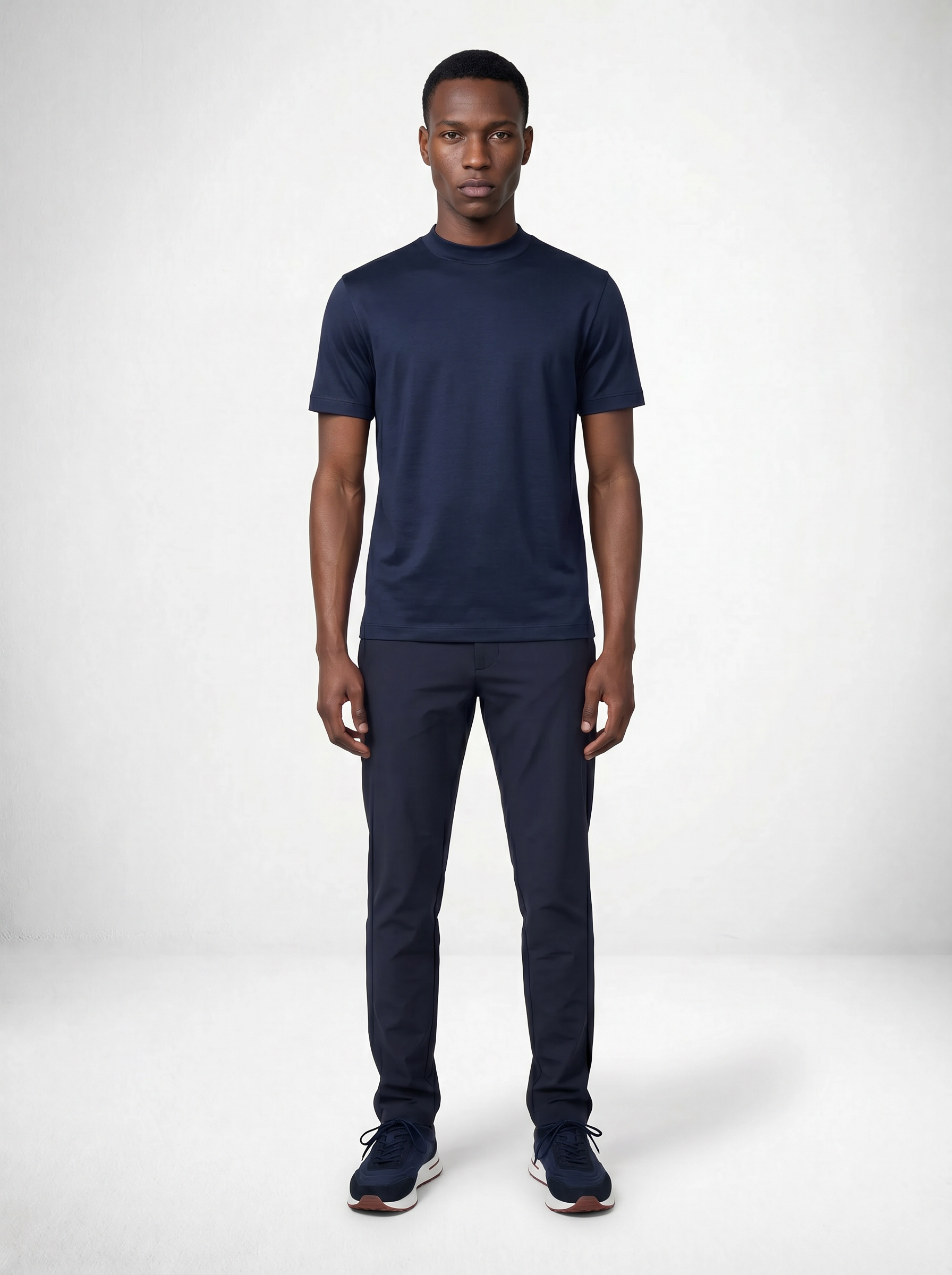 MERCERISED GLANS T-SHIRT - NAVY BLAUW