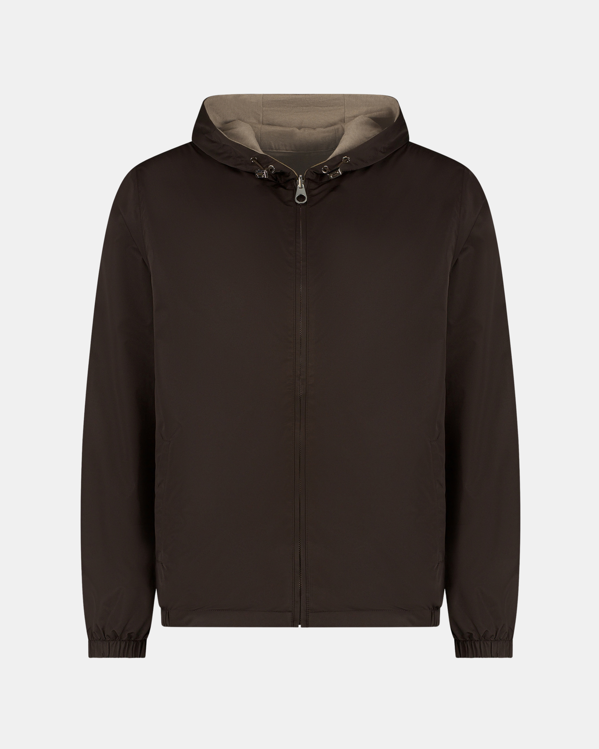 HOODED REVERSIBLE JACKET - BROWN
