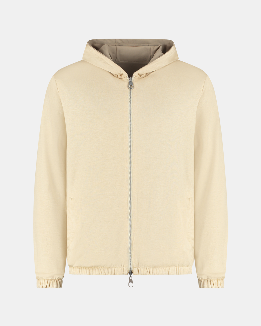 HOODED REVERSIBLE VEST - TAUPE