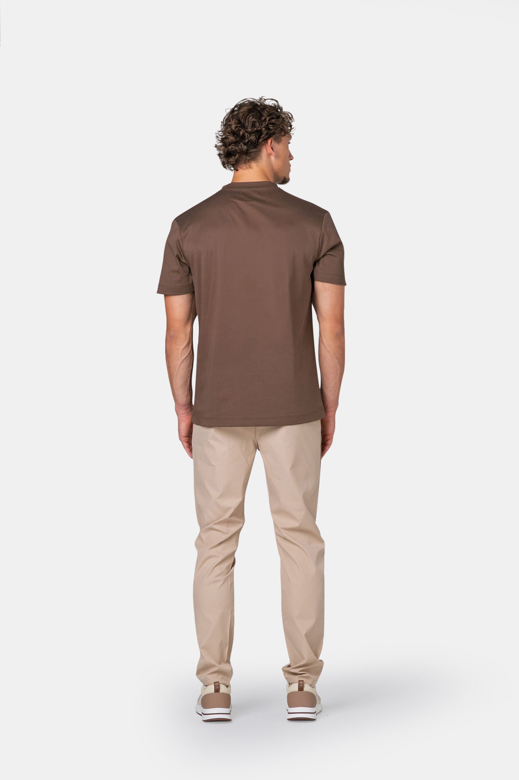 MERCERISED GLANS T-SHIRT - BRUIN