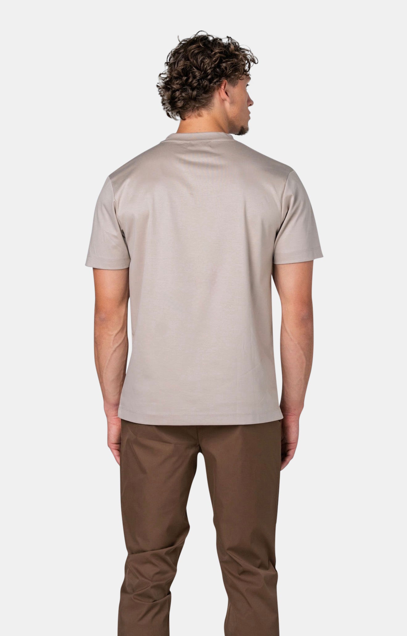 MERCERISED GLANS T-SHIRT - TAUPE