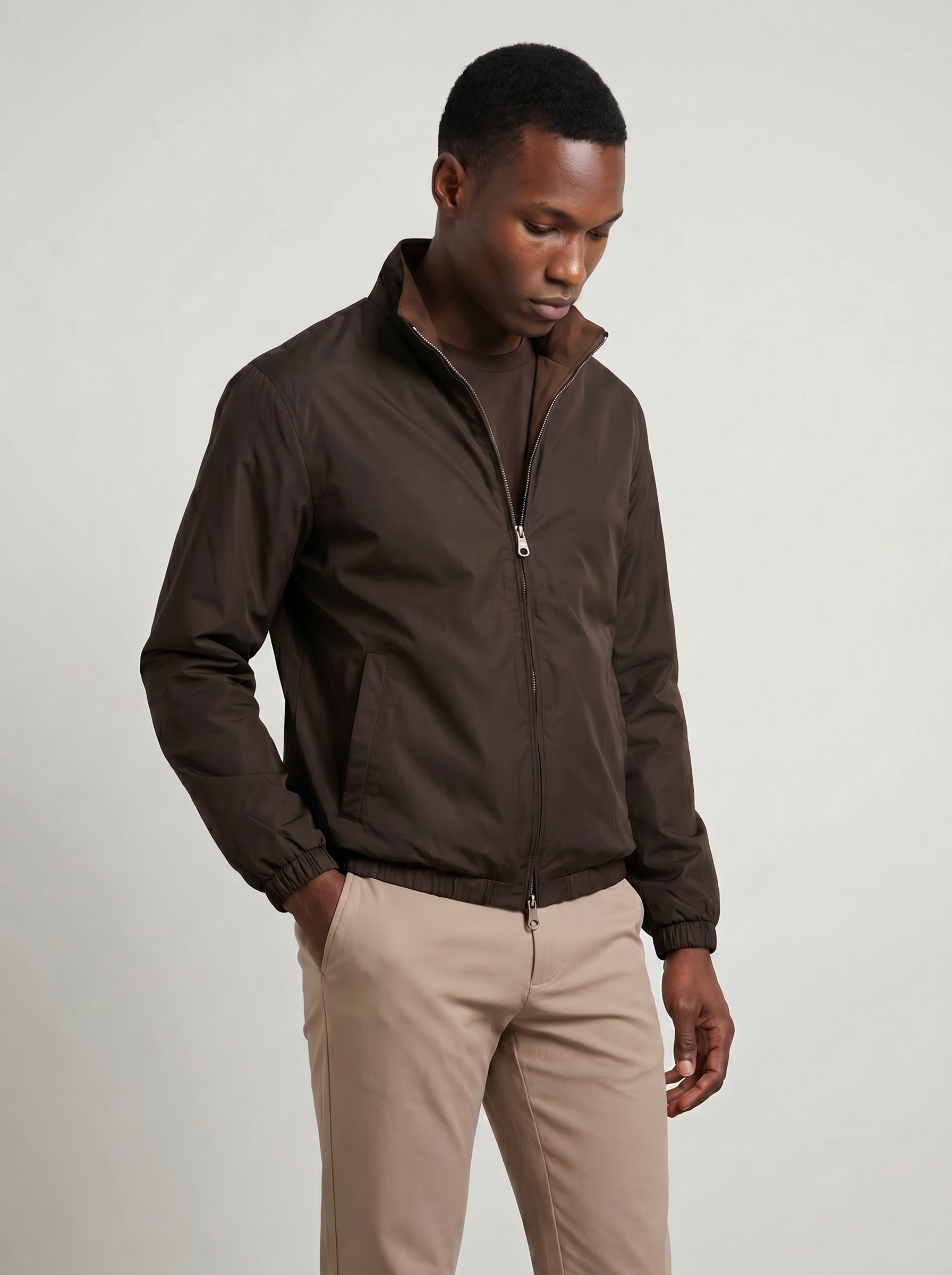 DUBBELZIJDIG JACKET - BRUIN