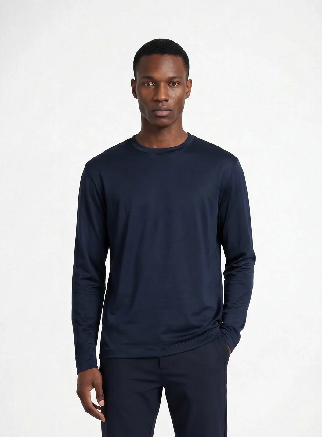MERCERISED GLANS LONG SLEEVE - DARK NAVY BLAUW