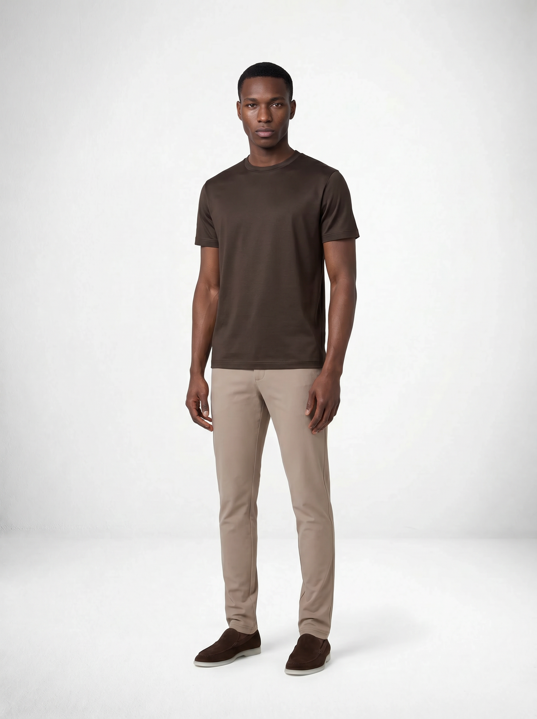 MERCERISED GLANS T-SHIRT - BRUIN