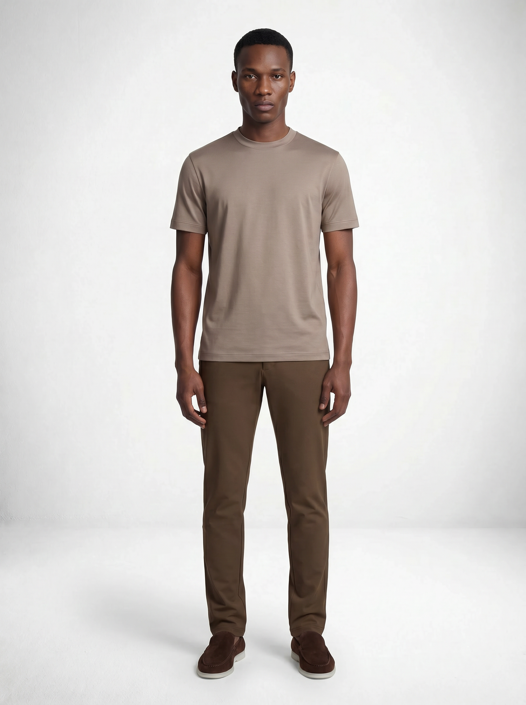 MERCERISED GLANS T-SHIRT - TAUPE