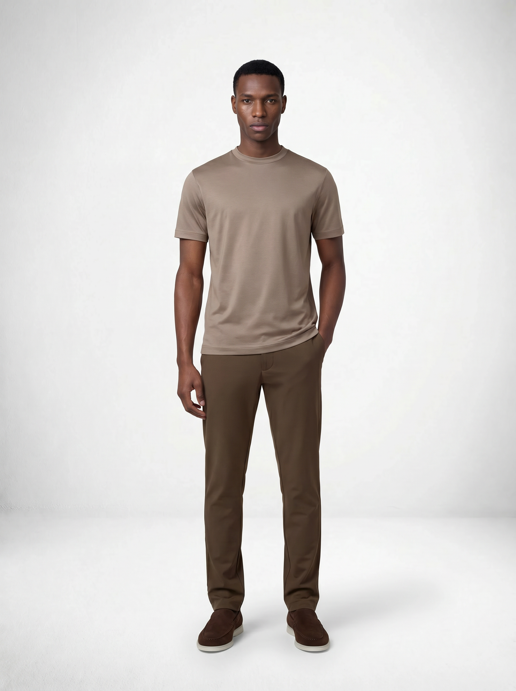 MERCERISED GLANS T-SHIRT - TAUPE