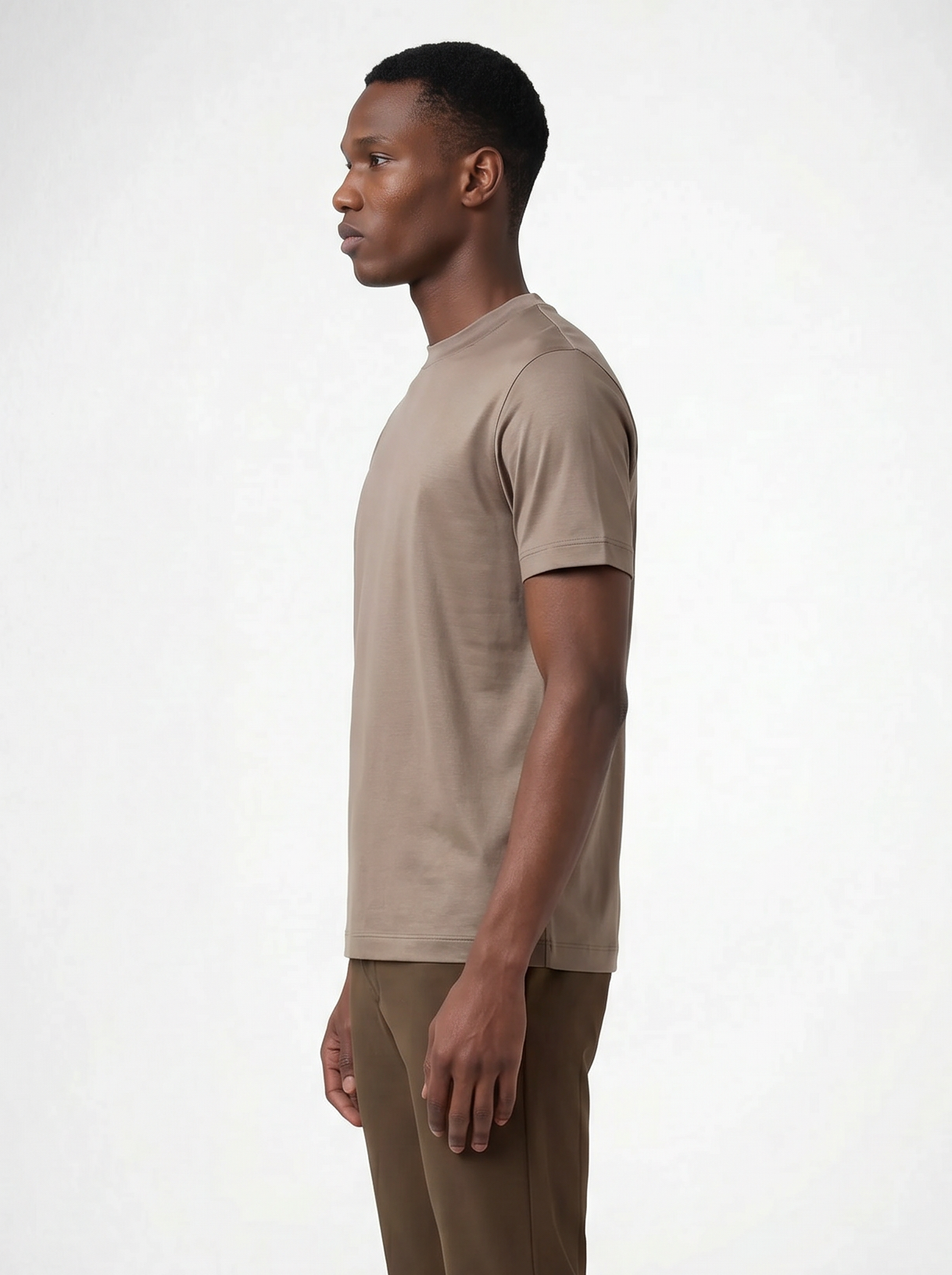 MERCERISED GLANS T-SHIRT - TAUPE