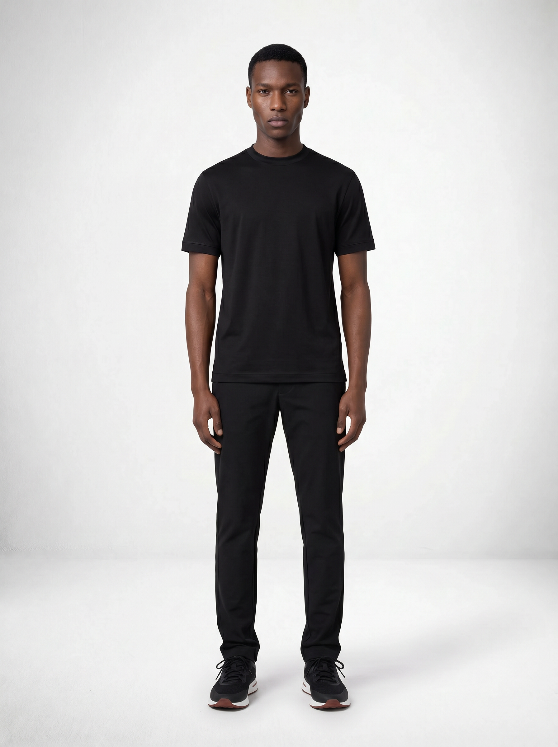 MERCERISED GLANS T-SHIRT - ZWART
